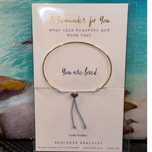 Lucky Feather You Are Loved Reminder Bracelet 14k Gold Dipped‎ Heart RB-LOVED